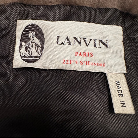 LANVIN Paris Made In Italy Black Brown Fur Wrap Collar Scarf Patent Buckle - Picture 7 of 15